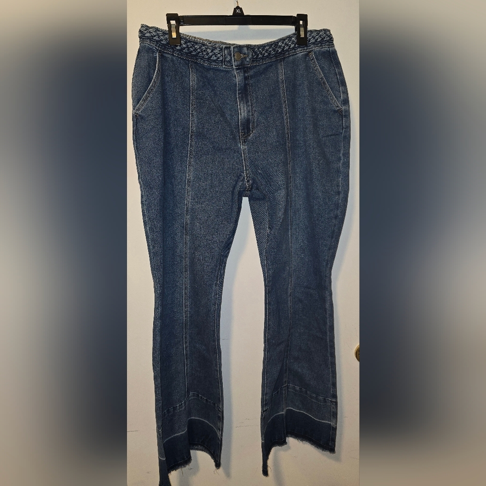 S30 Indigo Thread Braided Waistband Flare Jeans (M)
